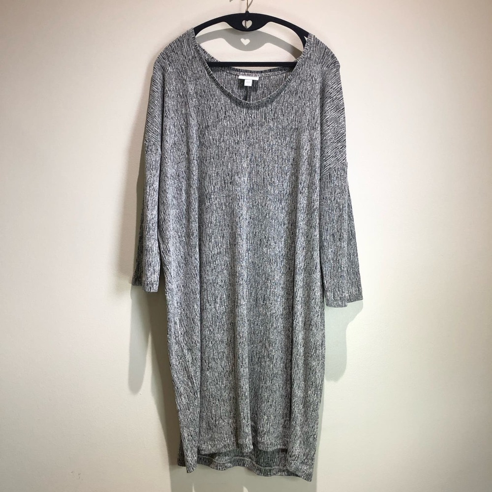 J Jill Pure Jill Dress Large Linen Blend Long Sleeves Lagenlook Coastal Grandma